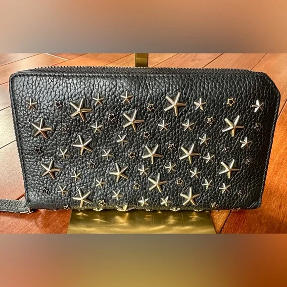 Jimmy Choo Filipa Star-Studded Zip-Around Long Leather Wallet - Picture 2 of 13